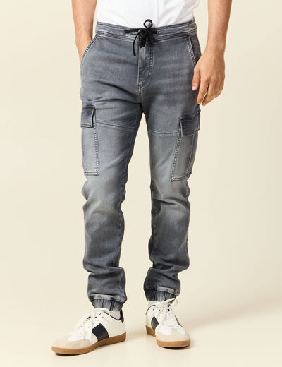 Jeans jogger battle denim gris homme
