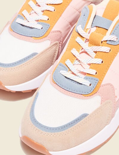 Baskets joggers à lacets rose poudrée femme