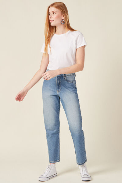Jeans straight 5 poches denim used femme