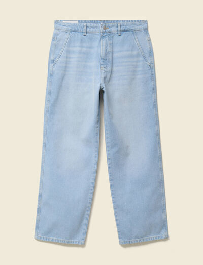 Jeans loose longueur 32 en coton denim snow bleach homme