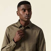 Chemise manches longues vert kaki homme