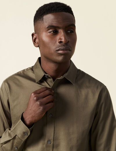 Chemise manches longues vert kaki homme