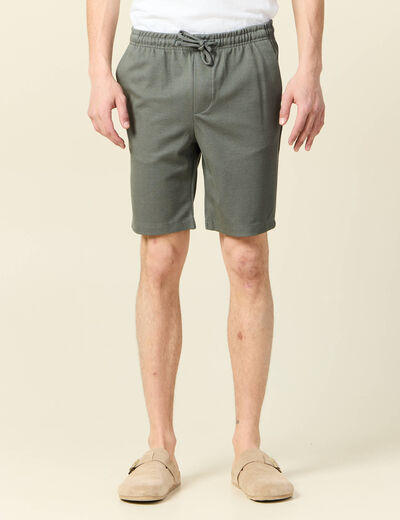 Short droit avec cordon vert kaki homme