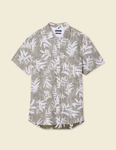 Chemise manches courtes vert kaki homme