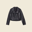 Blouson ajusté simili cuir noir femme