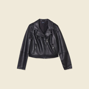 Blouson ajusté simili cuir noir femme