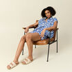Short droite taille haute bleu femme