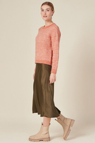 Pull manches longues rouge clair femme