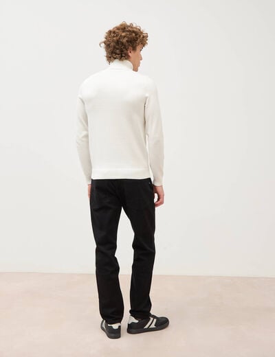Pull fin col montant manches longues ecru homme