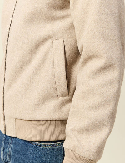 Blouson doubl&eacute; manches longues beige homme