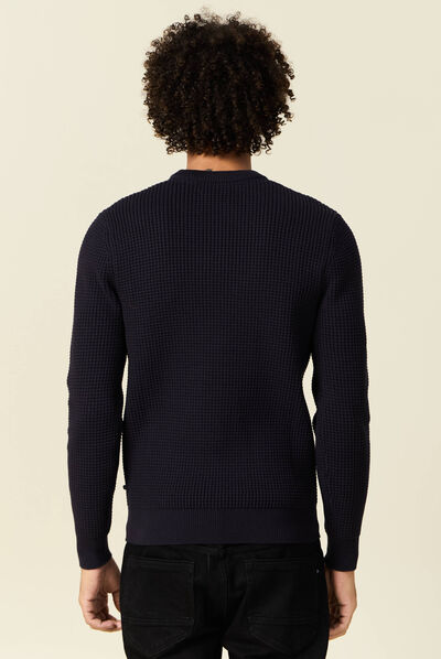 Pull éco-responsable bleu foncé homme