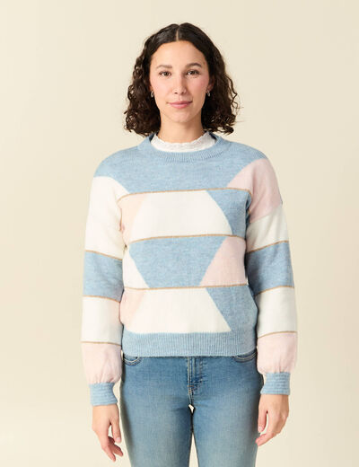 Pull col rond manches longues mauve femme