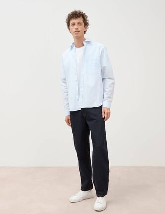 Jeans large longueur 32 en coton denim brut rinse homme