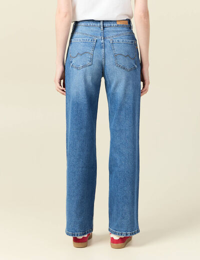 Jeans large taille haute denim stone femme