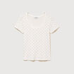 T-shirt ajust&eacute; col rond manches courtes ecru femme