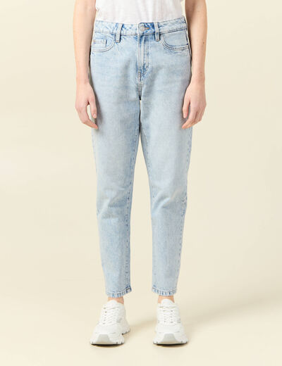 Jeans mom 7/8ème denim snow bleu femme