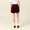 Jupe-short taille haute en velours bordeaux femme
