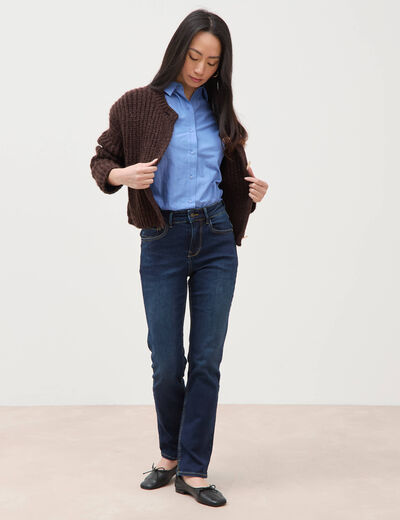 Jeans regular 7/8&egrave;me denim brut femme