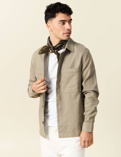 Surchemise manches longues vert kaki homme