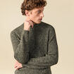 Pull manches longues col rond vert kaki homme