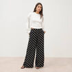 Pantalon large taille haute noir femme