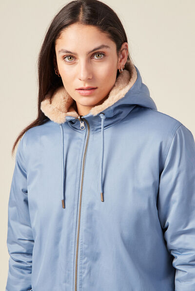 Parka réversible bleu ciel femme