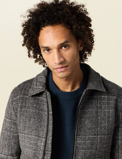 Blouson zippé col aviateur gris foncé homme