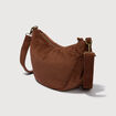 Sac bandouli&egrave;re en velours doubl&eacute; marron femme
