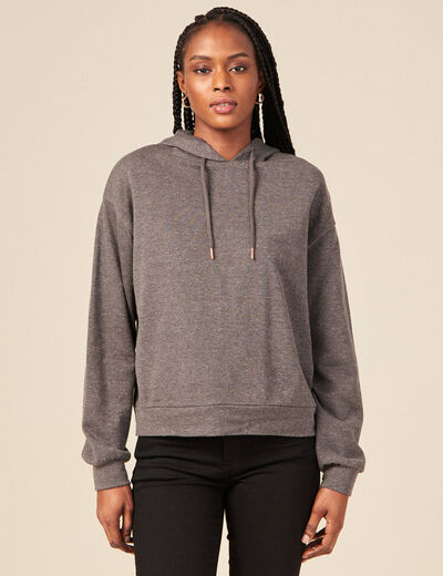 Sweat à capuche gris femme