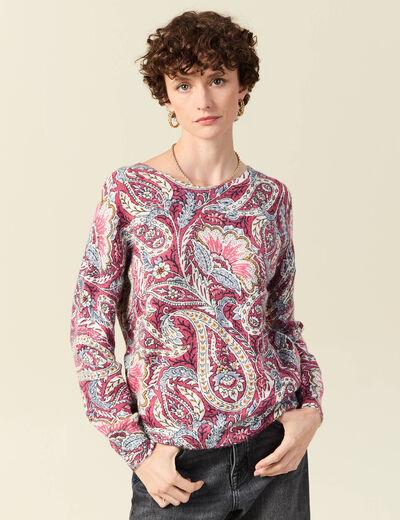 Pull manches longues vieux rose femme