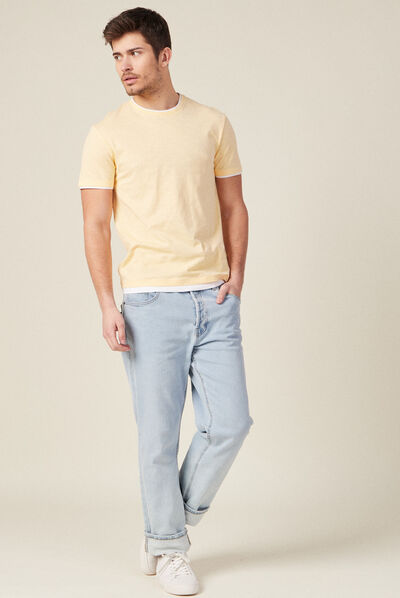 T-shirt manches courtes jaune clair homme