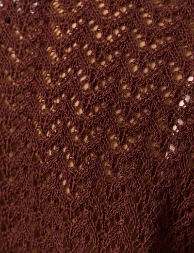 Pull manches 3/4 ajouré bordeaux femme