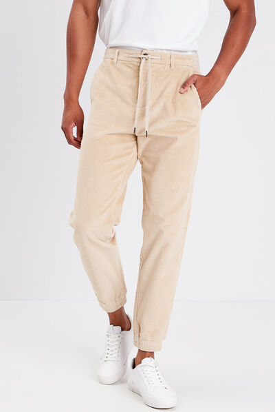 Pantalon jogger velours beige homme