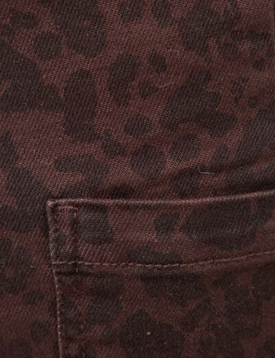 Jeans large cropped taille haute marron chocolat femme