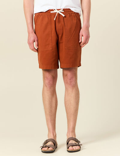 Bermuda droit à coulisse marron cognac homme