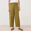 Pantalon coupe regular vert kaki femme
