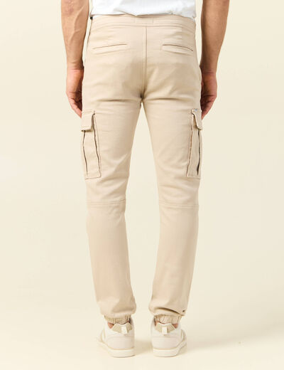 Pantalon battle bas resserr&eacute; beige homme
