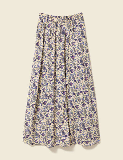 Jupe longue évasée taille standard bleu femme