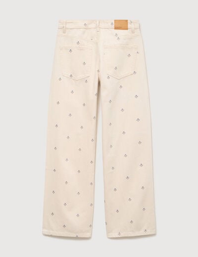Jeans wide leg taille standard blanc femme