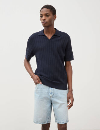 Bermuda en jean coton denim bleach homme