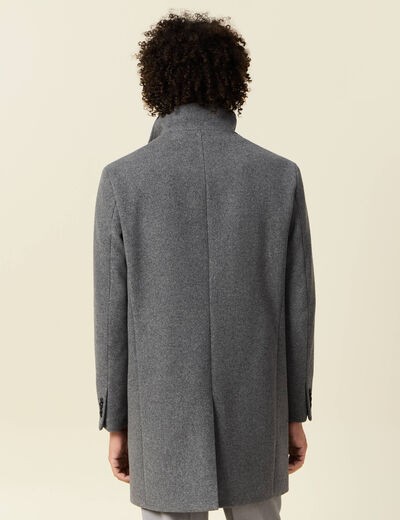 Manteau ajusté boutonné gris foncé homme