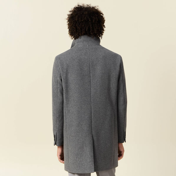 Manteau ajusté boutonné gris foncé homme