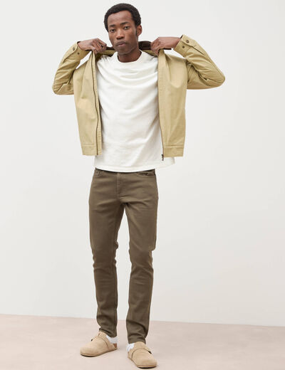 Jeans slim 5 poches vert kaki homme