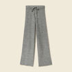 Pantalon large taille haute en maille gris femme