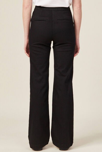 Jeans flare à pont denim noir femme