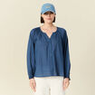Blouse manches longues bleu foncé femme