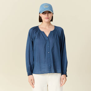 Blouse manches longues bleu foncé femme