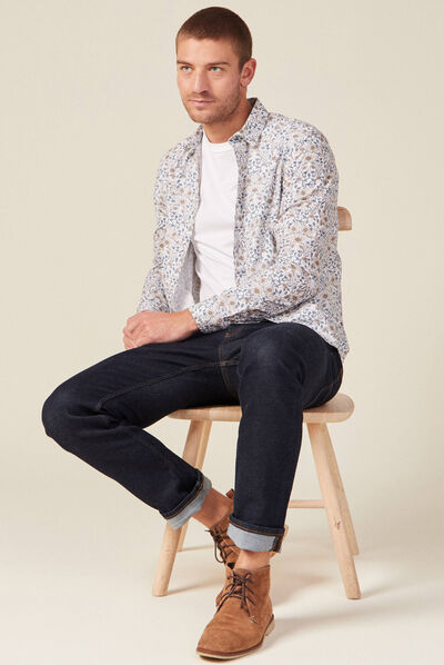 Chemise à manches longues blanc homme