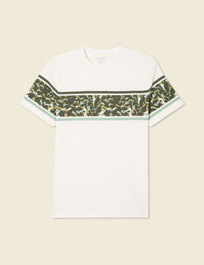 T-shirt coupe droite en coton col rond vert olive homme