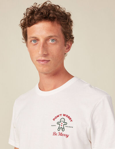 T-shirt manches courtes ecru homme